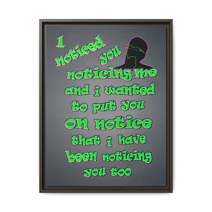 noticed you noticing - framed canvas art (grey-light grey)