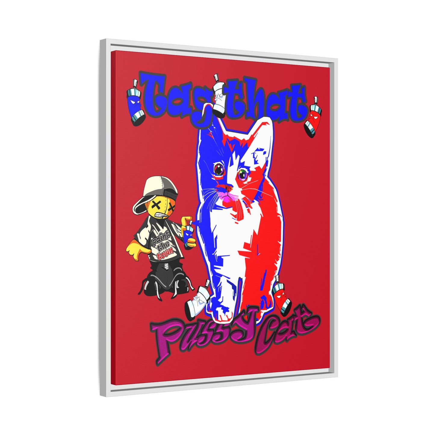 tag that - framed canvas art (dark red)