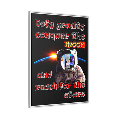 defy conquer reach - framed canvas art (black)