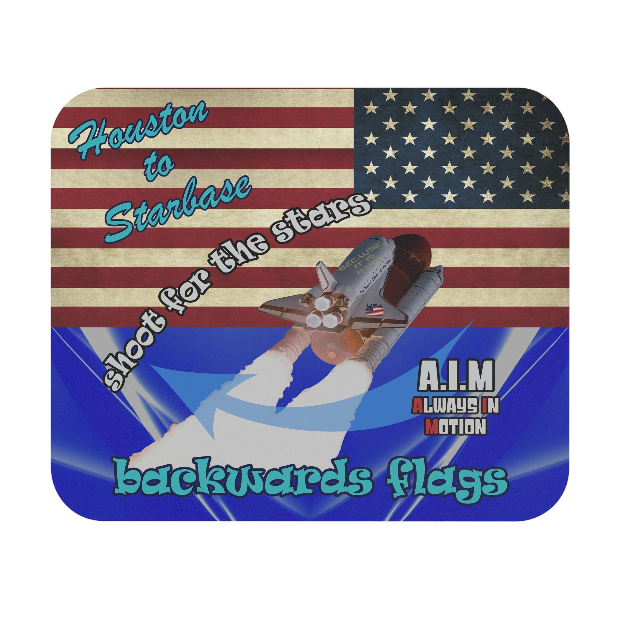 shoot for the stars - Mouse Pad (Rectangle) - (blue-white wave)