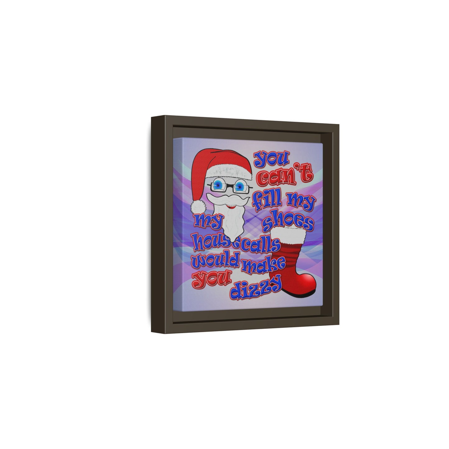 santa's shoes - framed canvas art (light blue-pink wave)