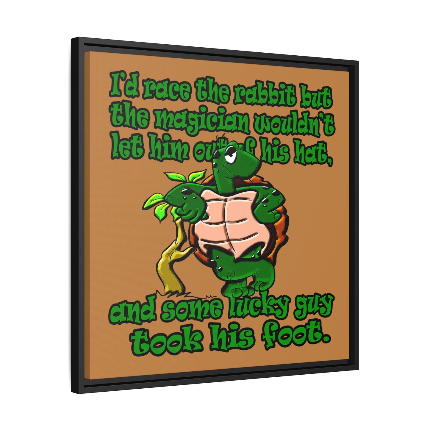 turtle race - framed canvas art (light brown)