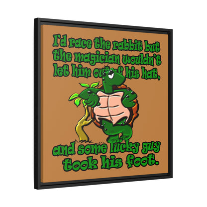turtle race - framed canvas art (light brown)