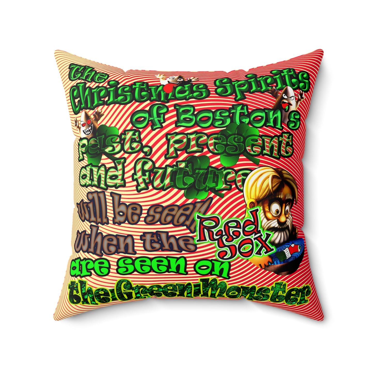 christmas spirits of boston - Faux Suede Square Pillow - (yellow-orange wave)