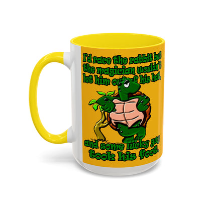 turtle race - Accent Mug (yellow)