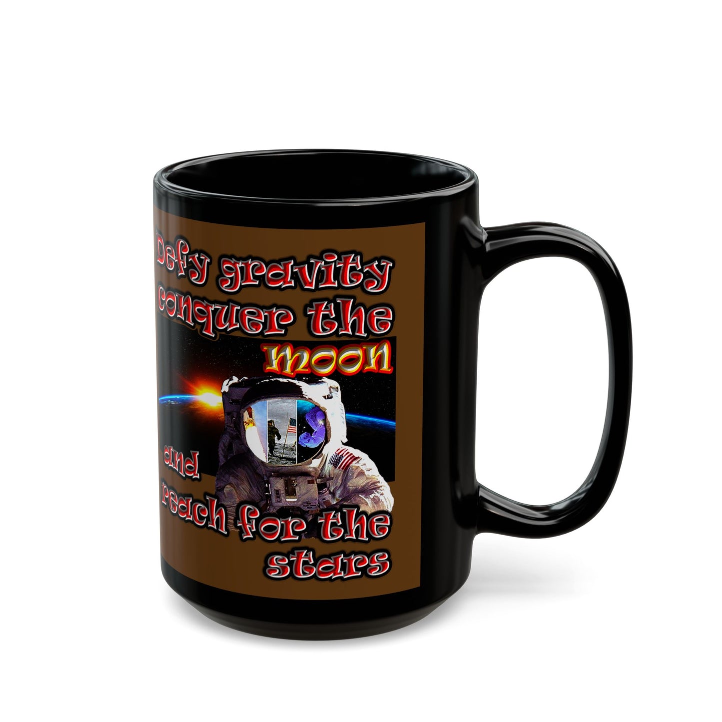 defy conquer reach - Black Mug (brown)