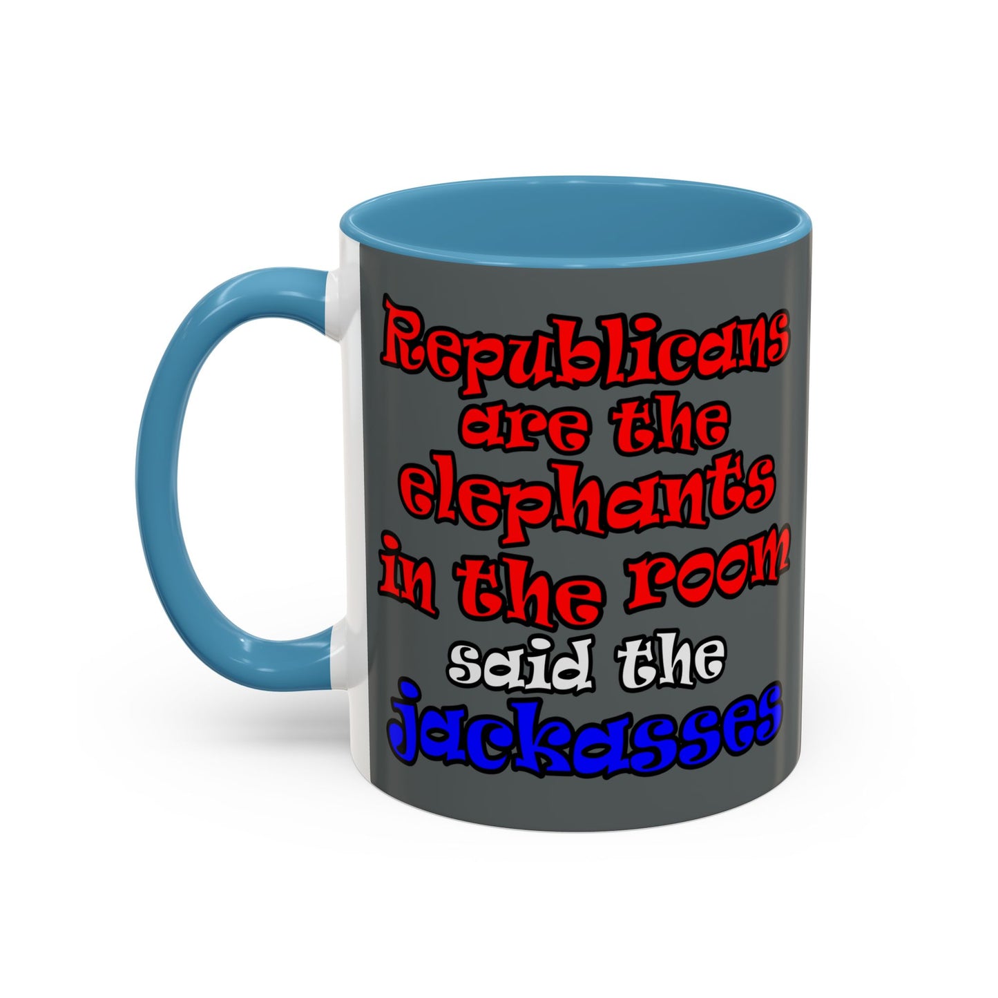 donkeys and elephants - Accent Mug (dark grey)