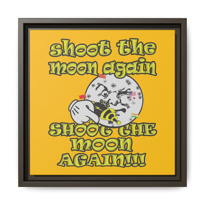 shoot the moon again - framed canvas art (yellow)