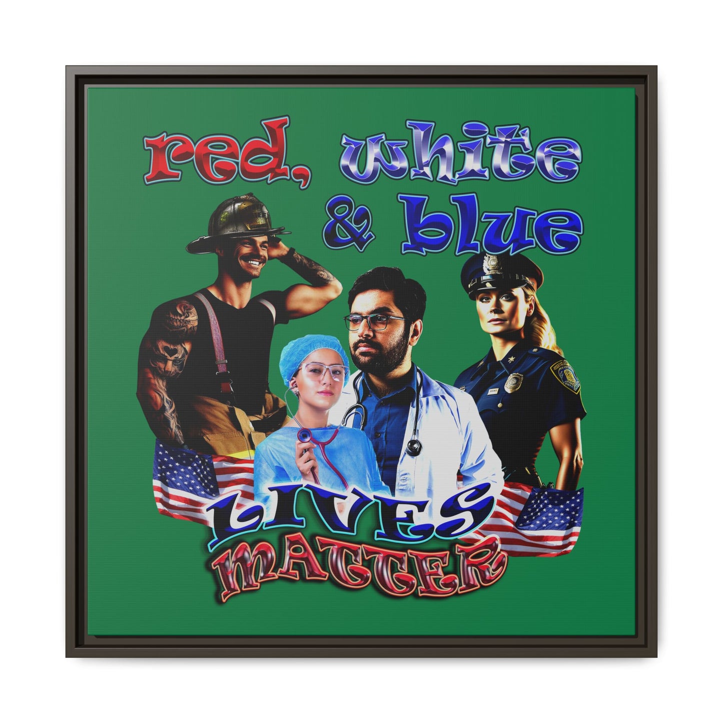 rw&b lives matter - framed canvas art (dark green)