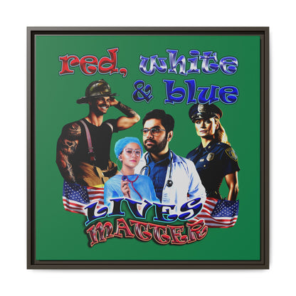 rw&b lives matter - framed canvas art (dark green)