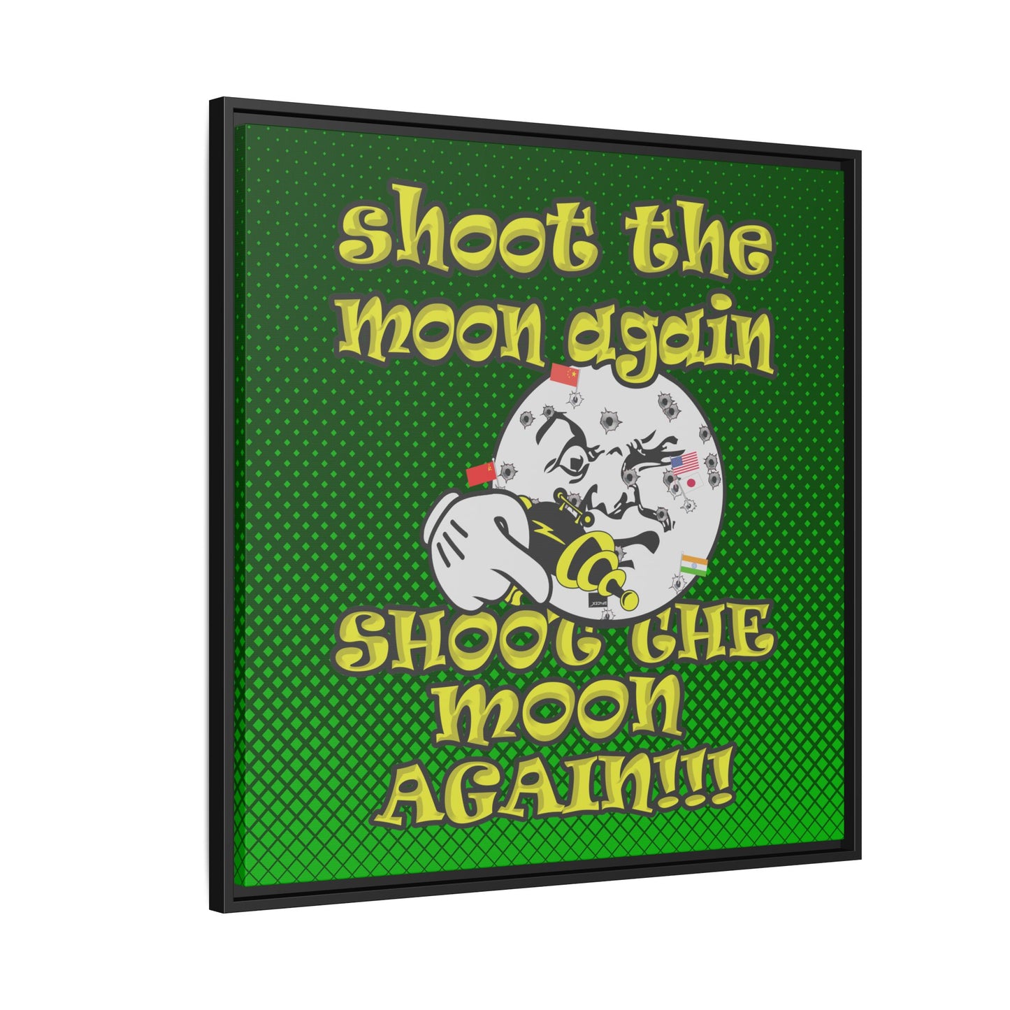 shoot the moon again - framed canvas art (logo green)