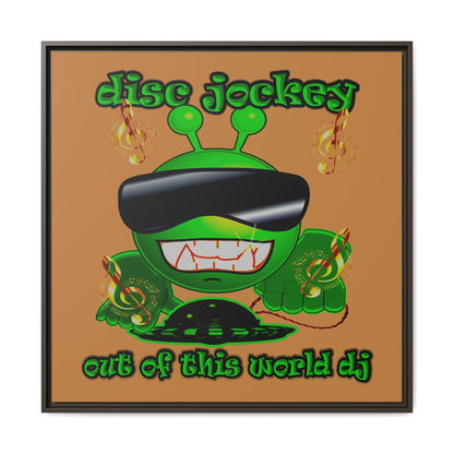 disc jockey - framed canvas art (light brown)