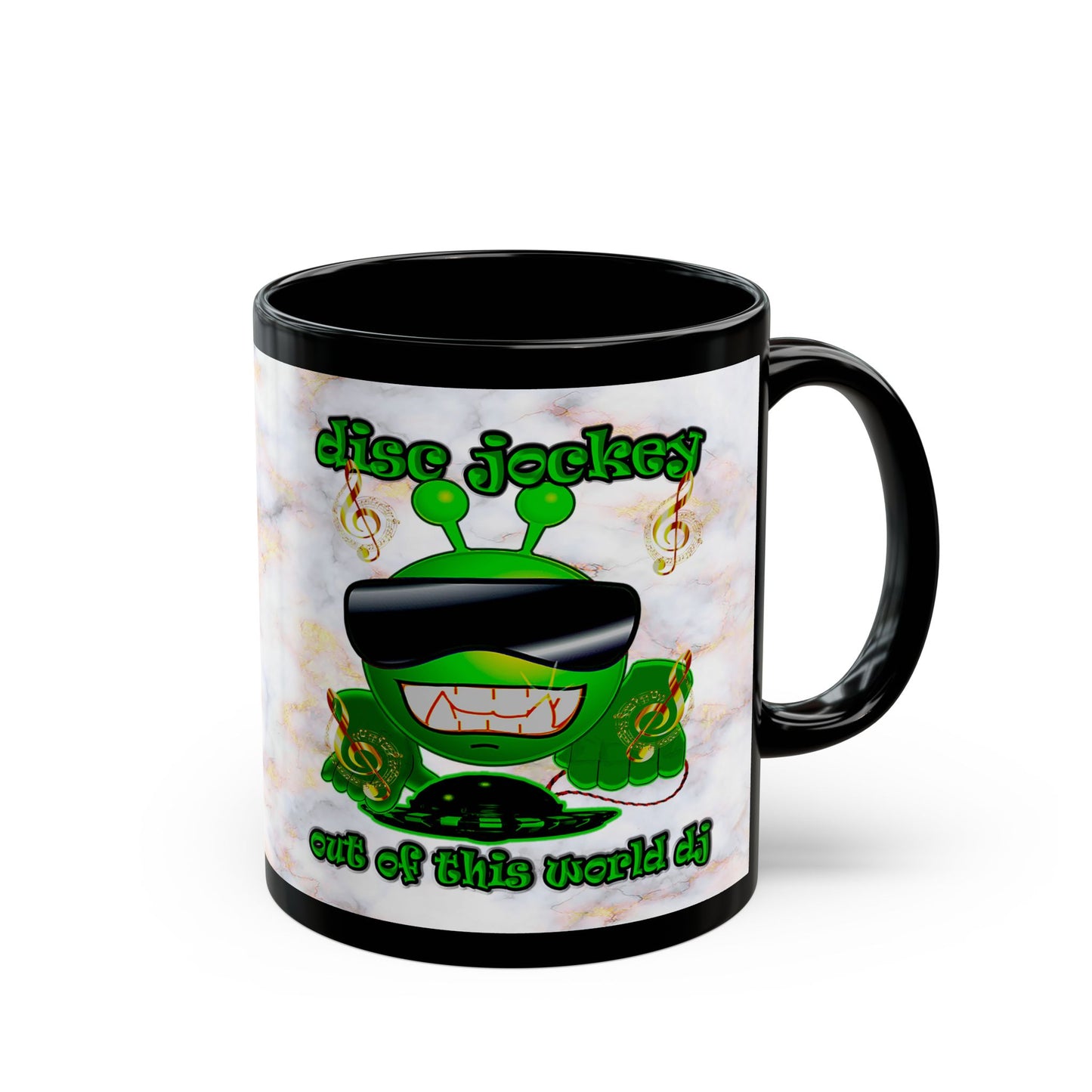 disc jockey - Black Mug (white marble)