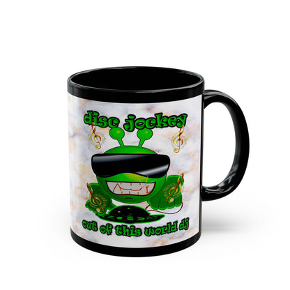disc jockey - Black Mug (white marble)