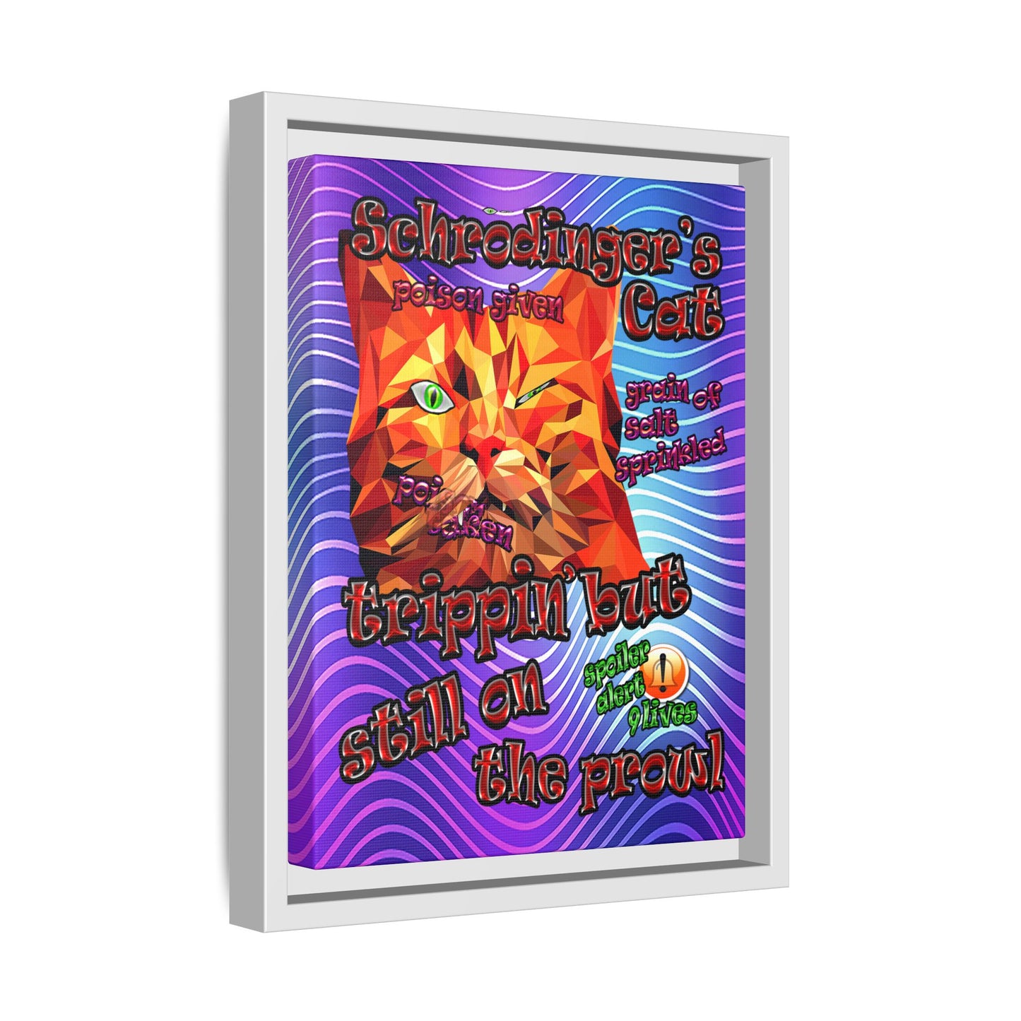 schrodinger's cat - framed canvas art (purple wave)