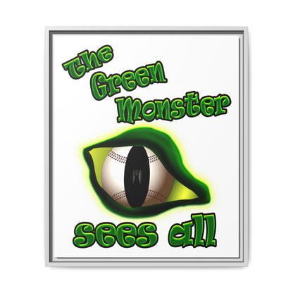 green monster - framed canvas art (white)