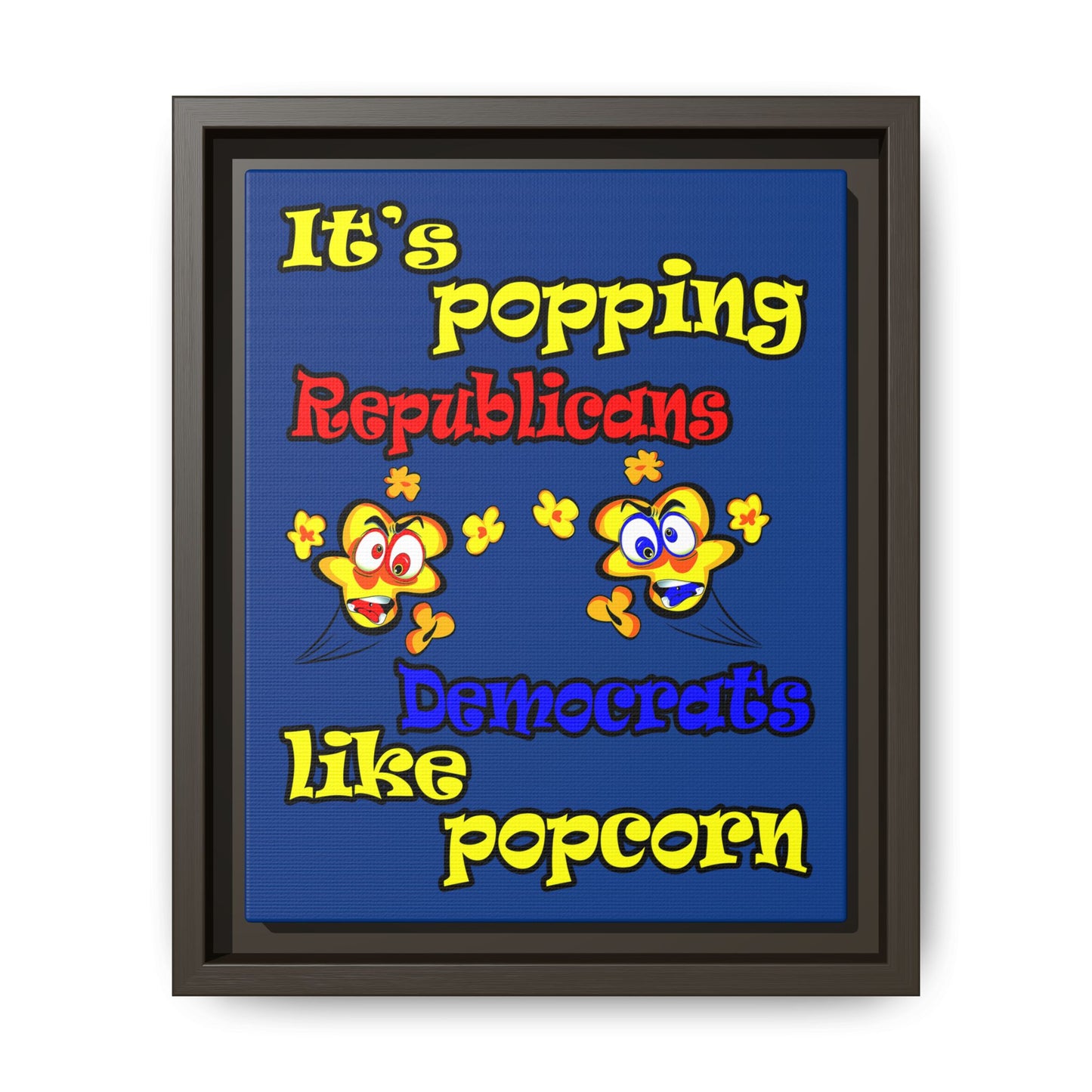 popping like popcorn - framed canvas art (dark blue)