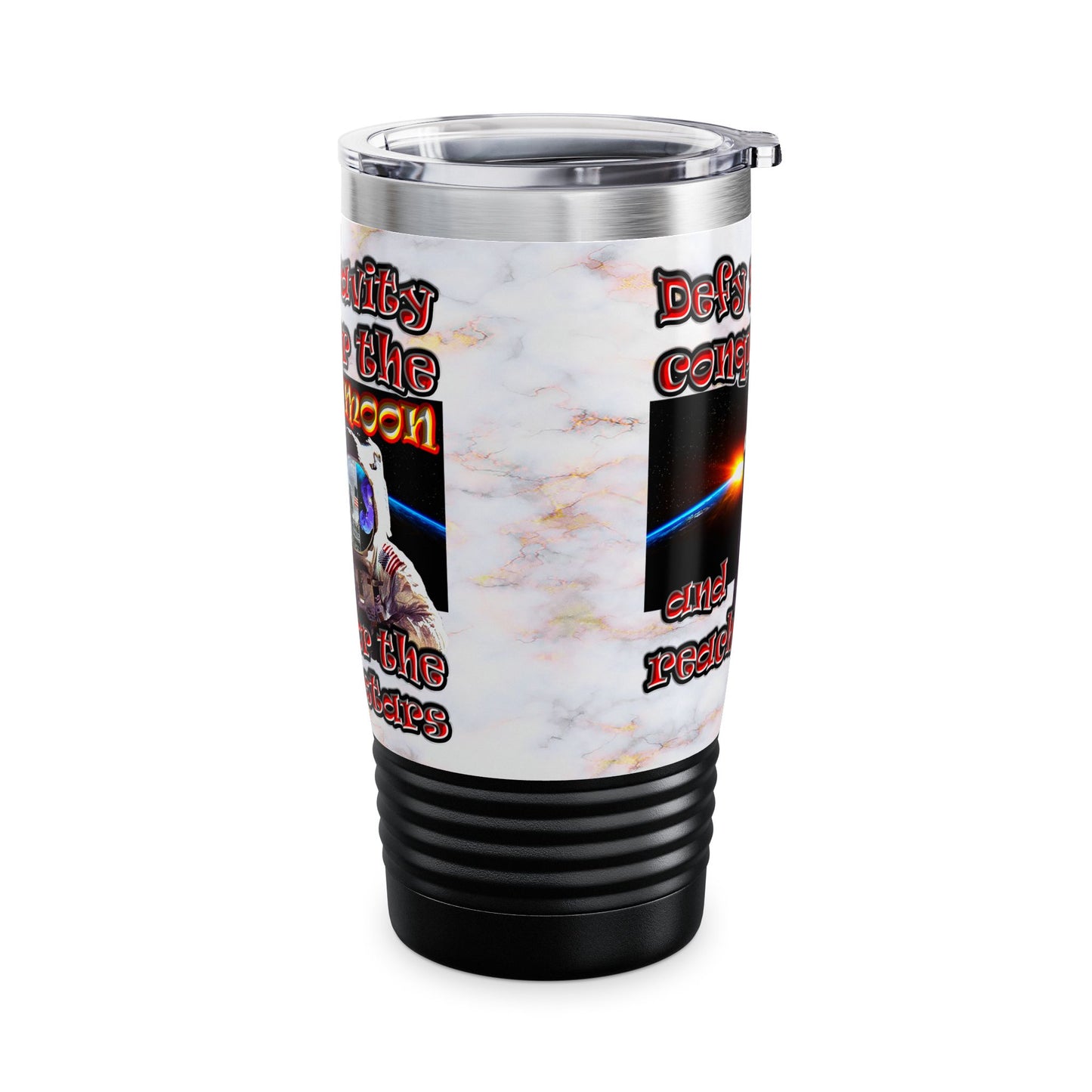 defy conquer reach - Ringneck Tumbler, 20oz (white marble)