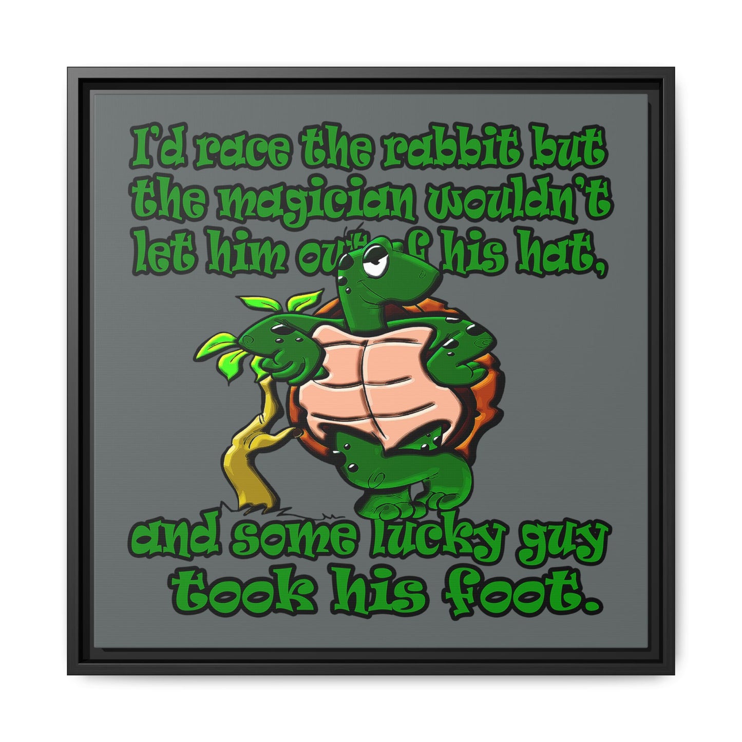 turtle race - framed canvas art (dark grey)