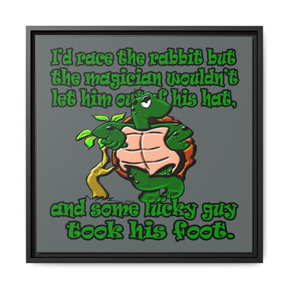 turtle race - framed canvas art (dark grey)