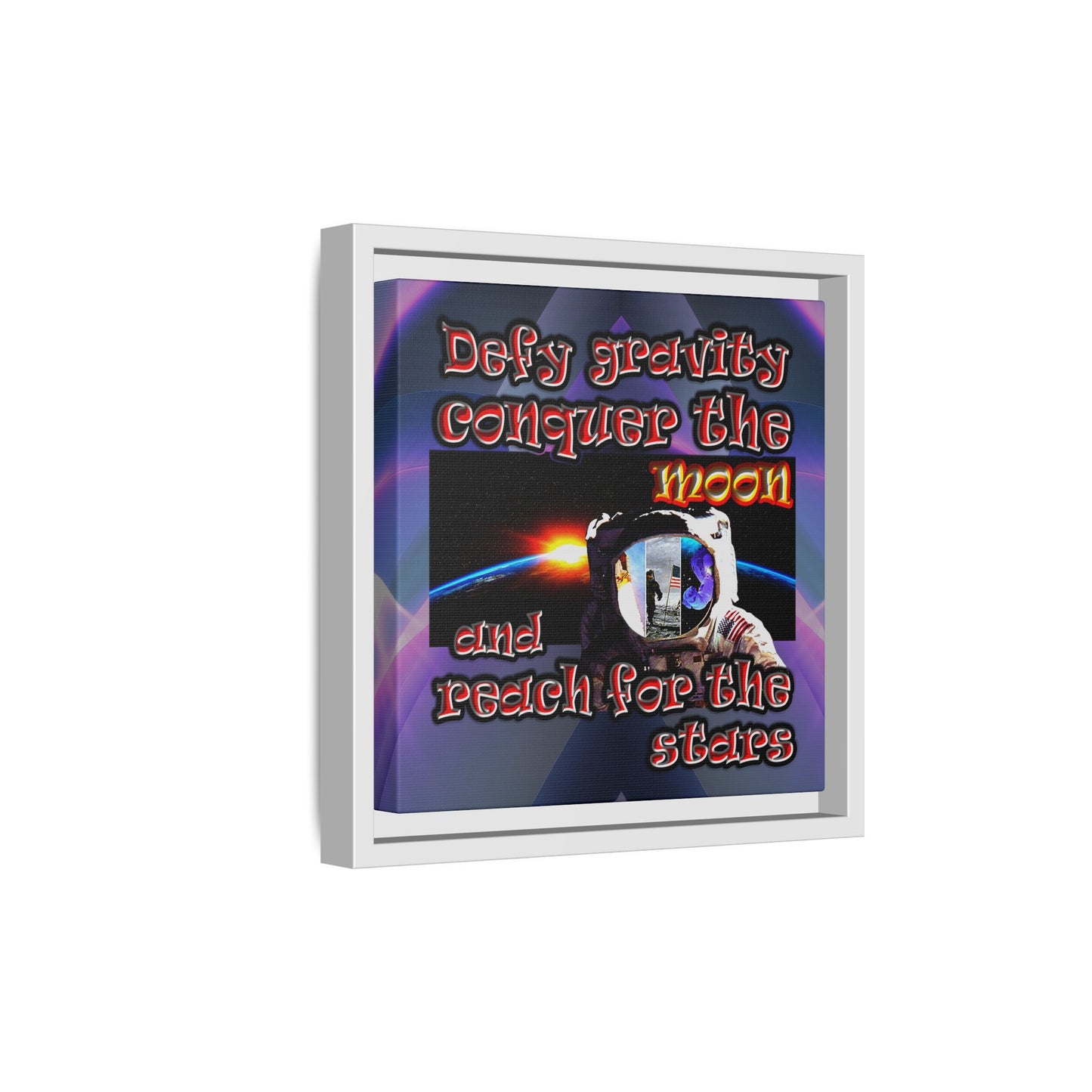 defy conquer reach - framed canvas art (grey-pink wave)