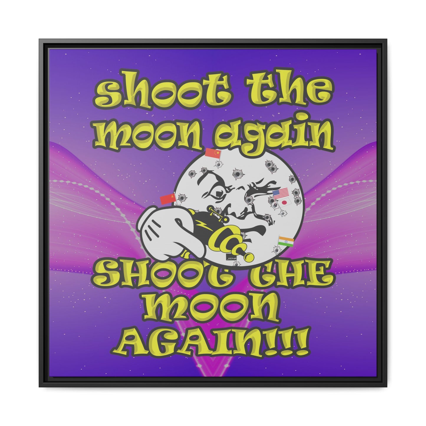 shoot the moon again - framed canvas art (purple-pink wave)