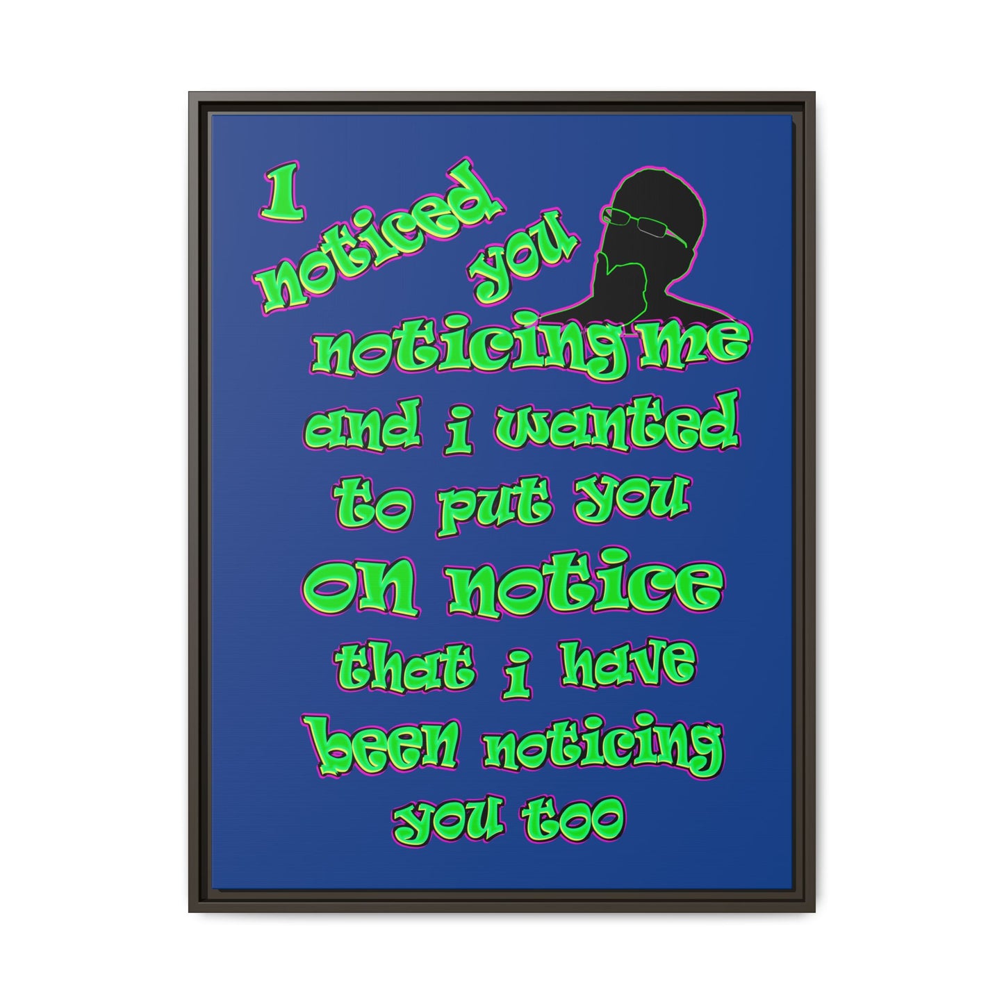 noticed you noticing - framed canvas art (dark blue)