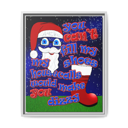 santa's shoes - framed canvas art ('snoops' background)