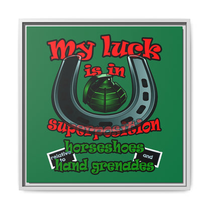 my luck - framed canvas art (dark green)
