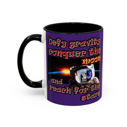 defy conquer reach - Accent Mug (purple)