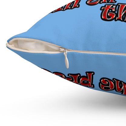 schrodinger's cat - Spun Polyester Square Pillow - (light blue)