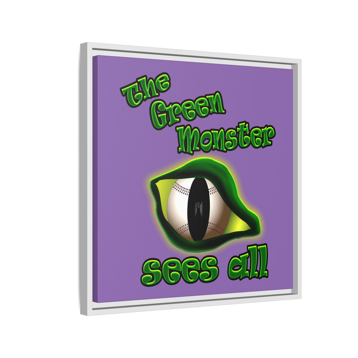 green monster - framed canvas art (light purple)