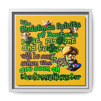 christmas spirits of boston - framed canvas art (yellow)
