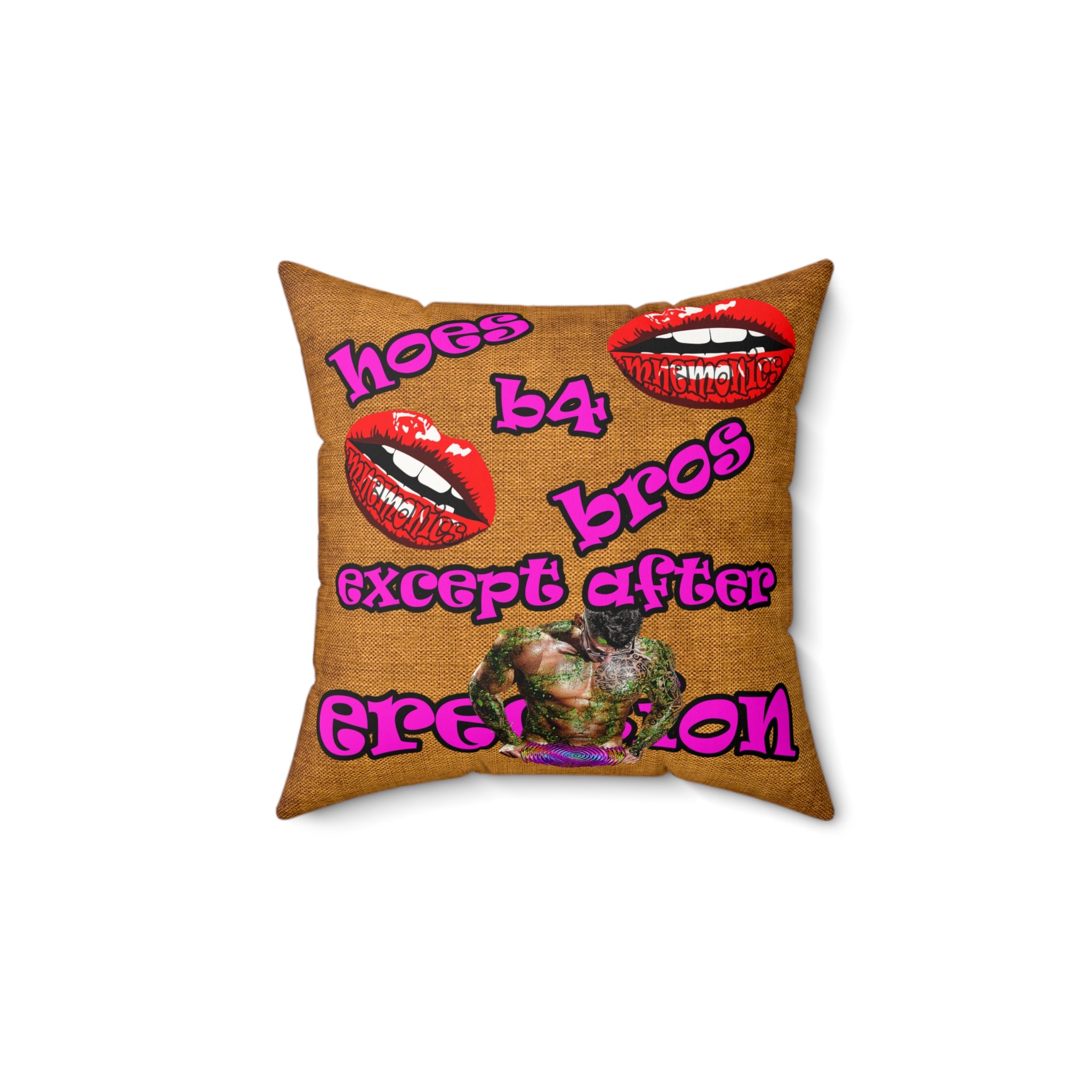hoes b4 bros - Faux Suede Square Pillow - (dichromatic brown papyrus)