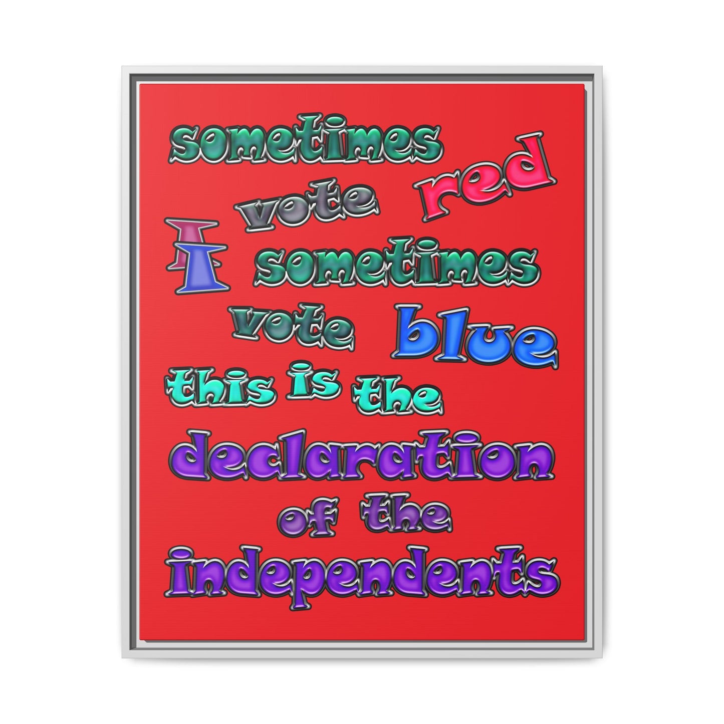 declaration of the independents - framed canvas art (red)