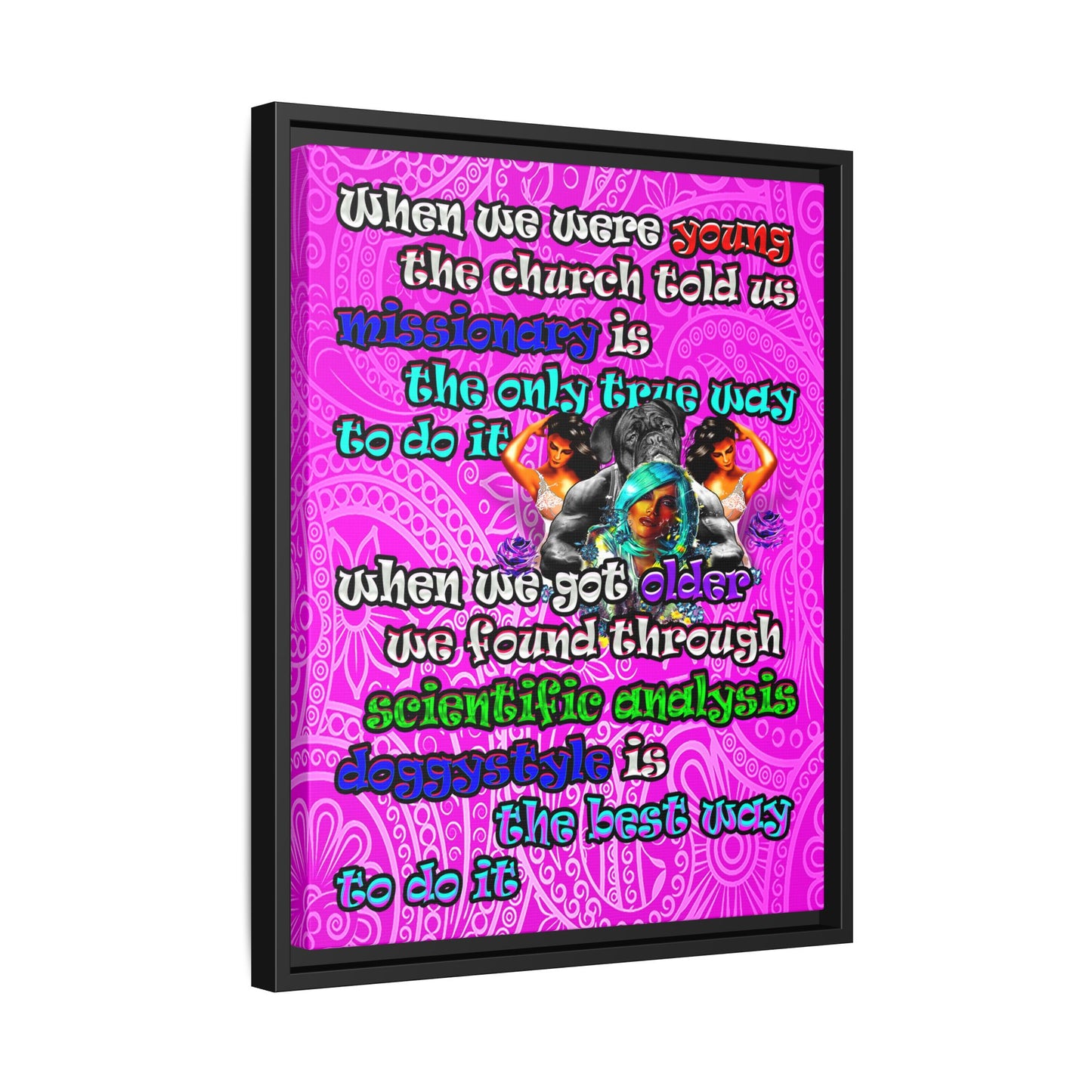 doggystyle - framed canvas art (pink swirl)