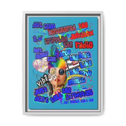 drop the beat - framed canvas art (turquoise)