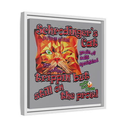 schrodinger's cat - framed canvas art (grey)