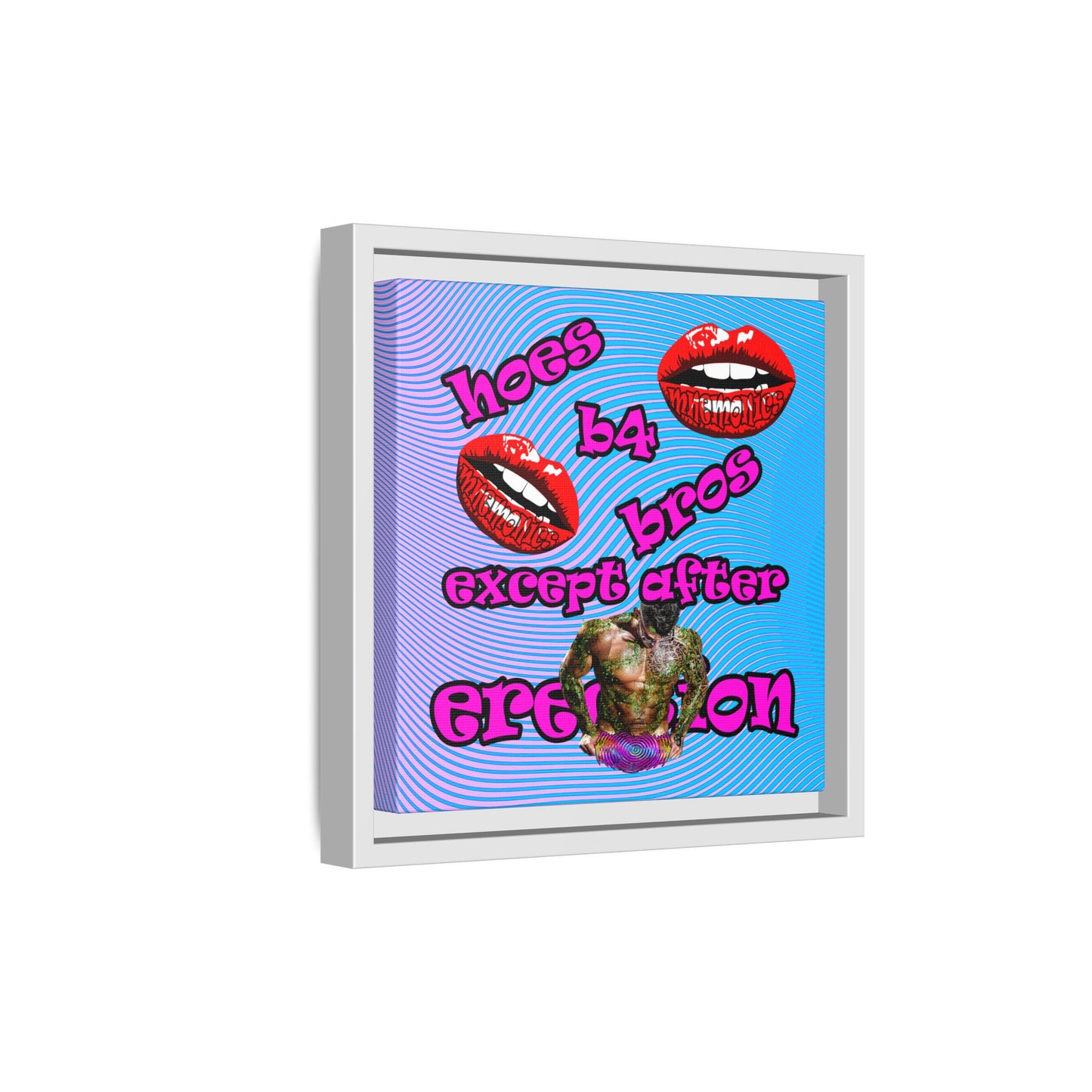 hoes b4 bros - framed canvas art (light blue-purple wave)