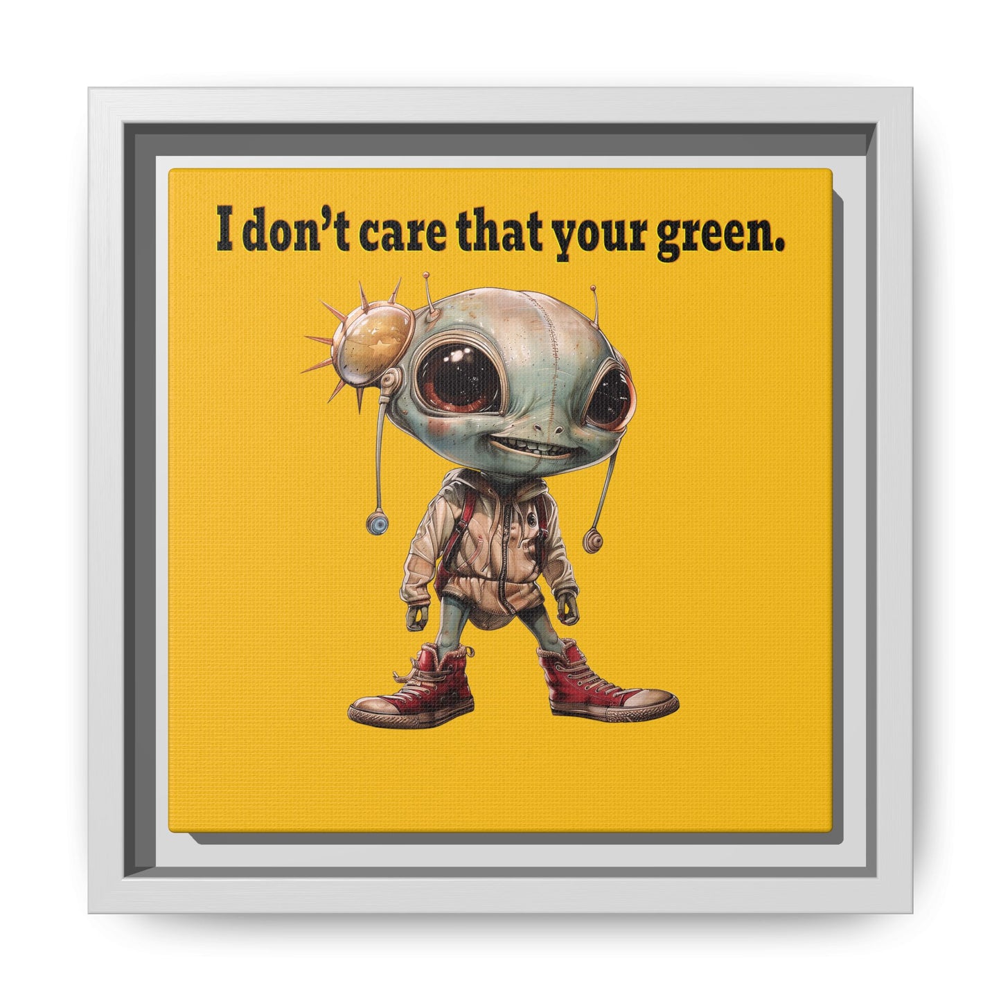 I don't care that your green - framed canvas art (yellow)