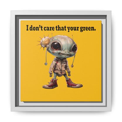 I don't care that your green - framed canvas art (yellow)