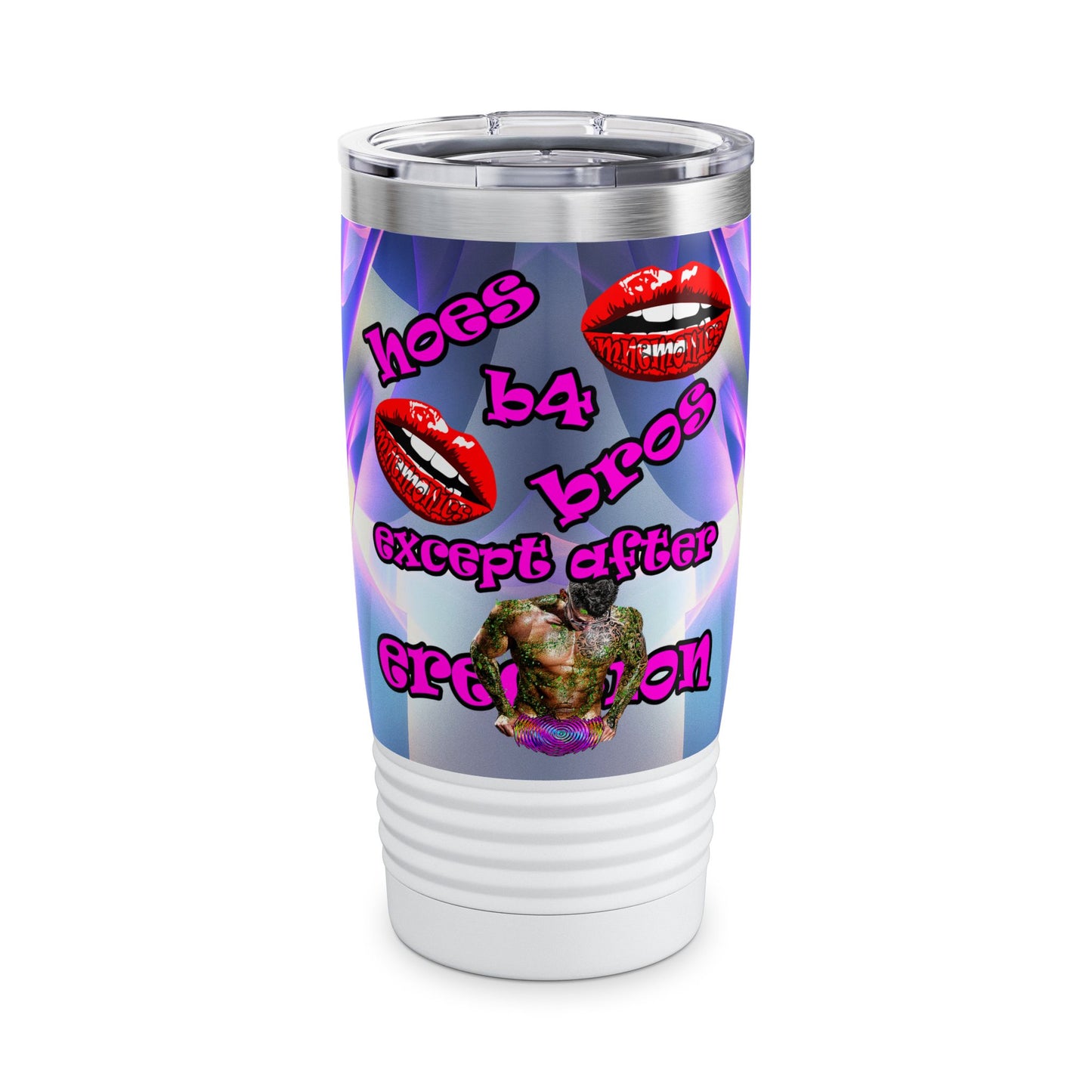 hoes b4 bros - Ringneck Tumbler, 20oz (grey-pink wave)