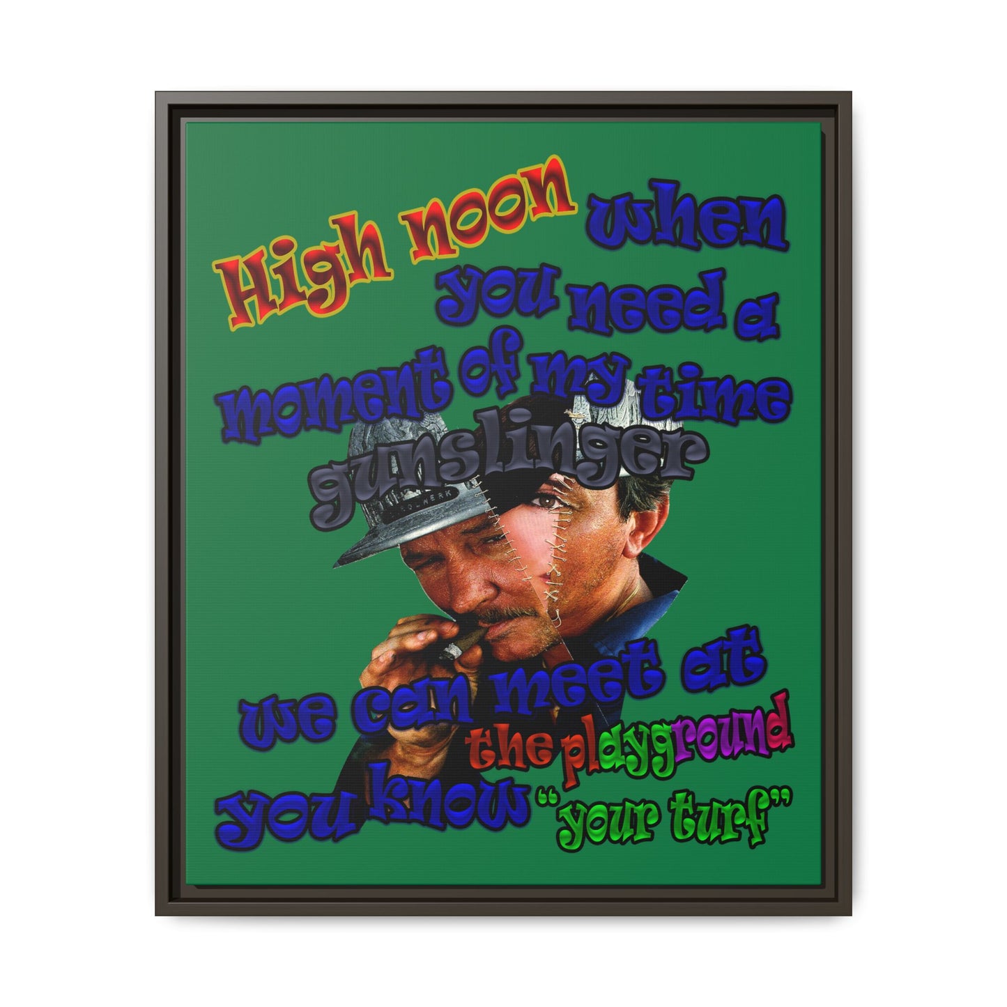 high noon - framed canvas art (dark green)