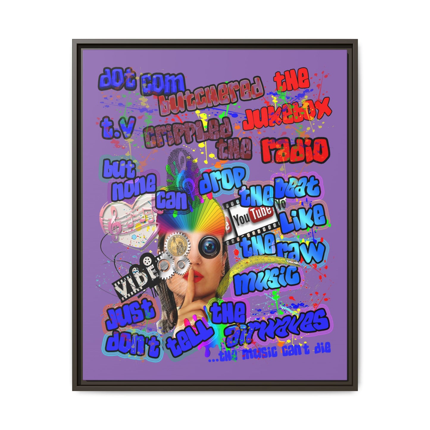 drop the beat - framed canvas art (light purple)