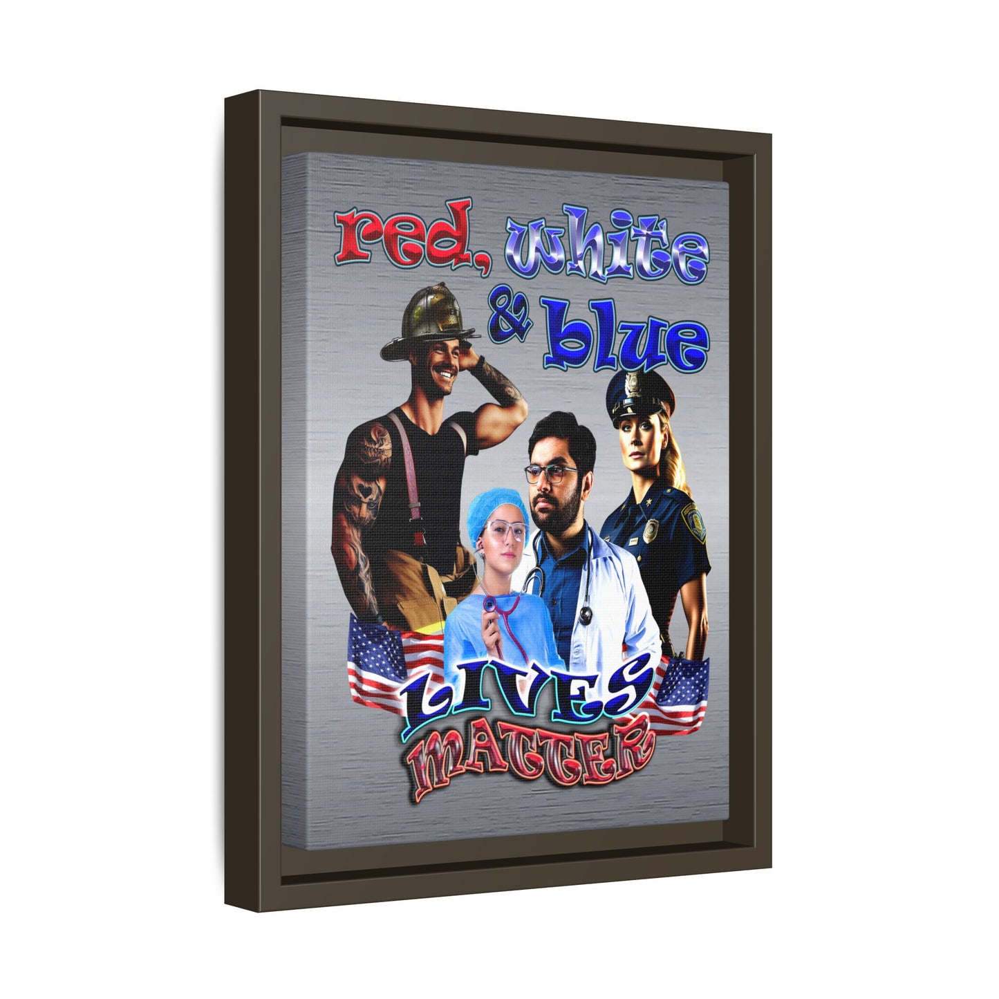 rw&b lives matter - framed canvas art (brushed nickel)