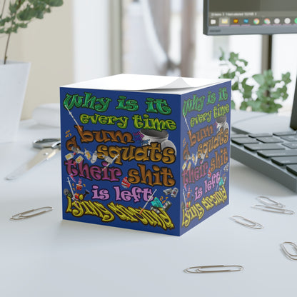 the bum's shit - note cube (dark blue)