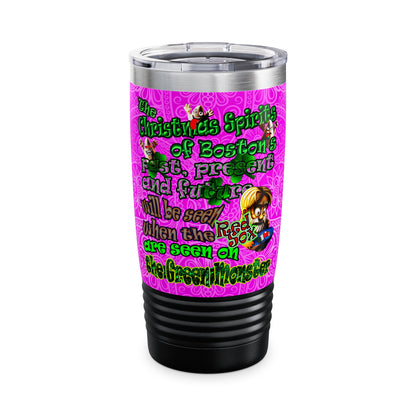 christmas spirits of boston - Ringneck Tumbler, 20oz (pink swirl)