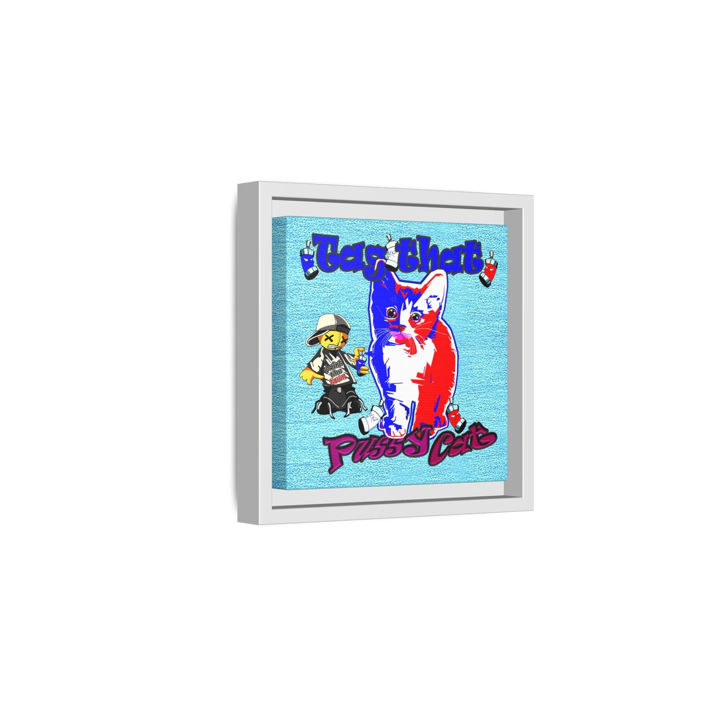 tag that - framed canvas art (faded blue)