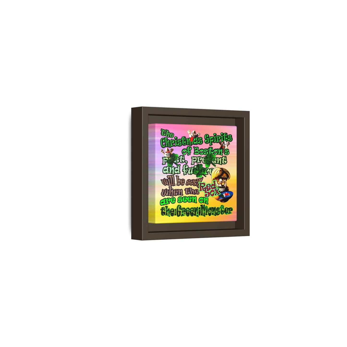 christmas spirits of boston - framed canvas art (color blur)
