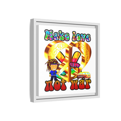 love peace - framed canvas art (white)